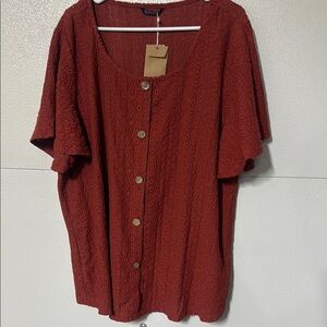 BloomChic Terracotta Textured Blouse